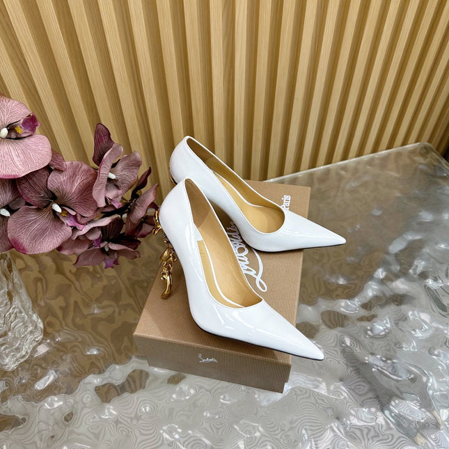 BELLAROSE KATE PUMPS 110MM IN WHITE PATENT CALFSKIN