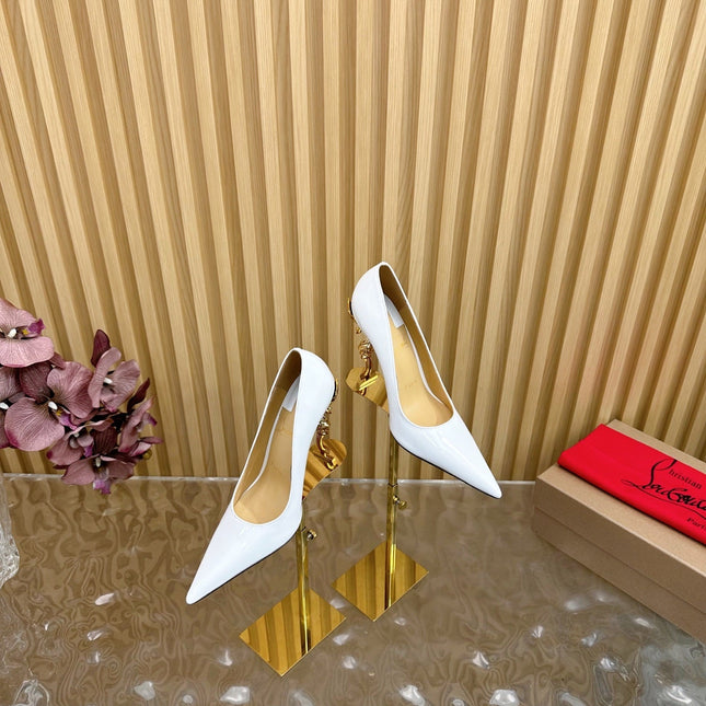 BELLAROSE KATE PUMPS 110MM IN WHITE PATENT CALFSKIN