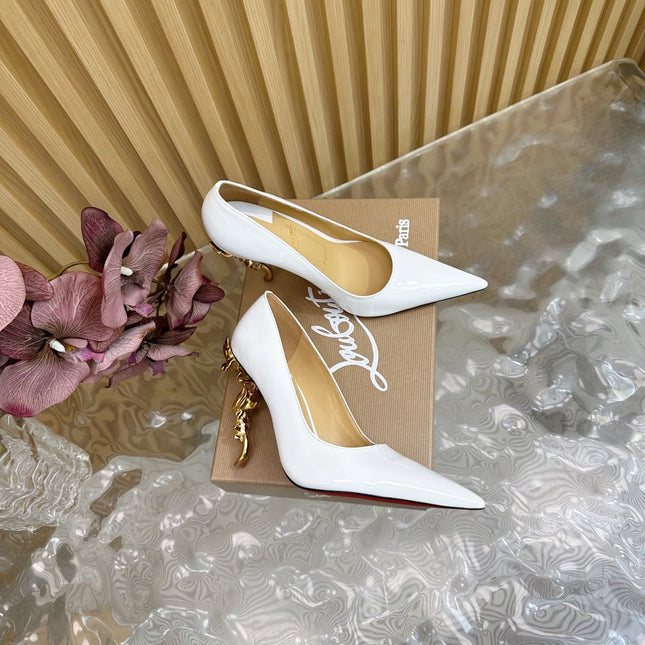 BELLAROSE KATE PUMPS 110MM IN WHITE PATENT CALFSKIN