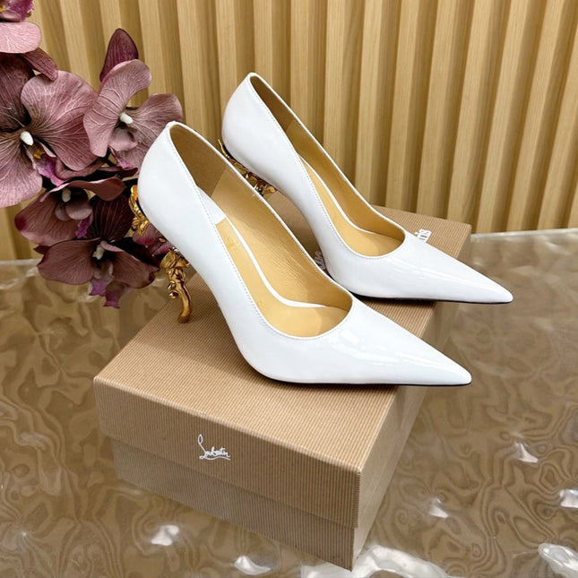 BELLAROSE KATE PUMPS 110MM IN WHITE PATENT CALFSKIN