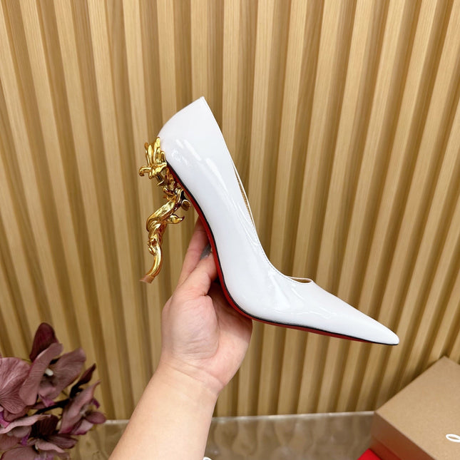 BELLAROSE KATE PUMPS 110MM IN WHITE PATENT CALFSKIN