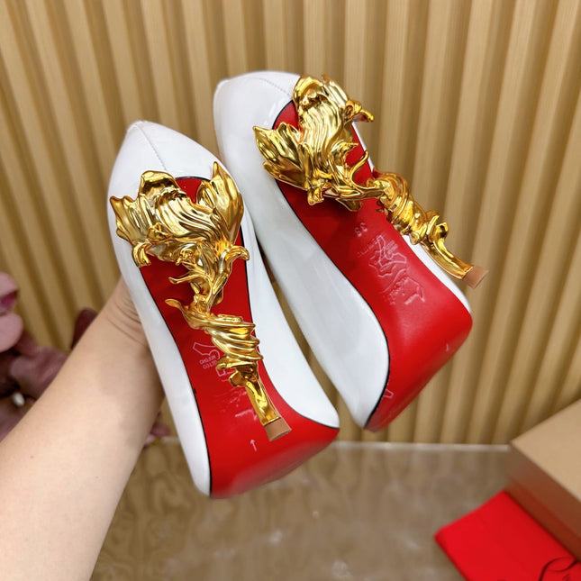 BELLAROSE KATE PUMPS 110MM IN WHITE PATENT CALFSKIN