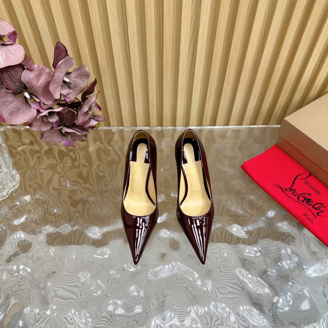 BELLAROSE KATE PUMPS 110MM IN CHOCOLATE BROWN PATENT CALFSKIN