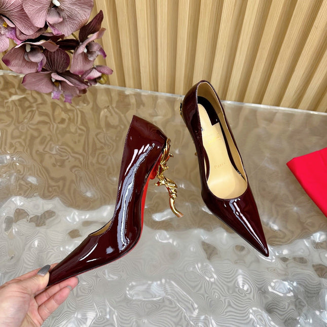 BELLAROSE KATE PUMPS 110MM IN CHOCOLATE BROWN PATENT CALFSKIN