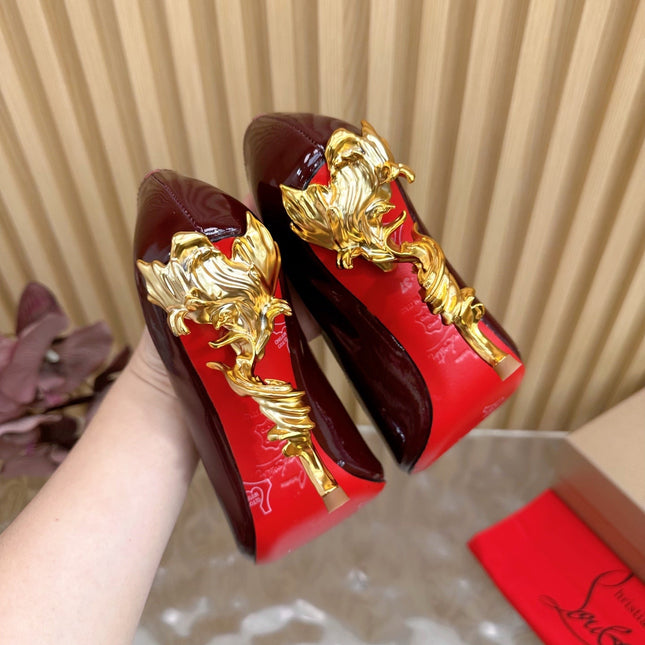 BELLAROSE KATE PUMPS 110MM IN CHOCOLATE BROWN PATENT CALFSKIN