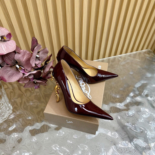 BELLAROSE KATE PUMPS 110MM IN CHOCOLATE BROWN PATENT CALFSKIN