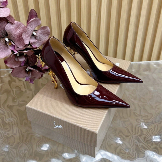 BELLAROSE KATE PUMPS 110MM IN CHOCOLATE BROWN PATENT CALFSKIN