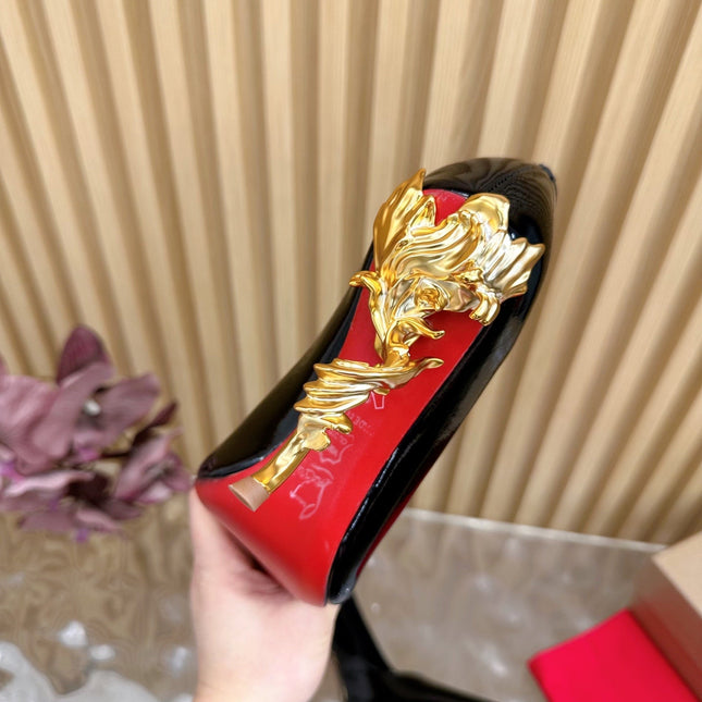 BELLAROSE KATE PUMPS 110MM IN BLACK PATENT CALFSKIN