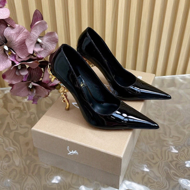 BELLAROSE KATE PUMPS 110MM IN BLACK PATENT CALFSKIN