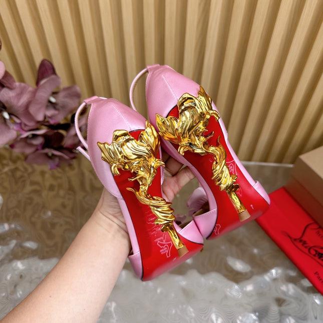 PINK BELLAROSE STRAP PUMPS 110MM IN PINK CREPE SATIN