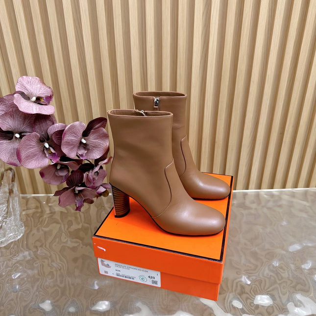 HM 25S ANKLE BOOTS 70 MM IN BROWN LAMBSKIN