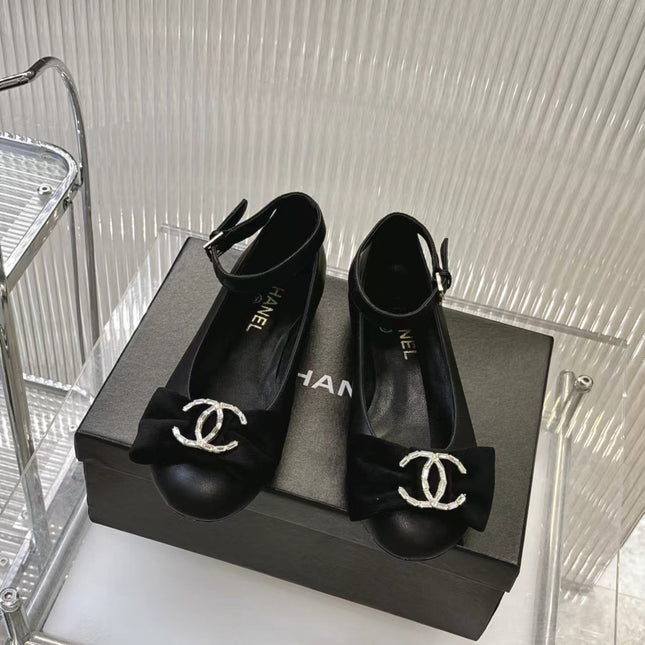 BOW MARY JANE SHOES IN BLACK LAMBSKIN
