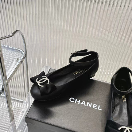 BOW MARY JANE SHOES IN BLACK LAMBSKIN