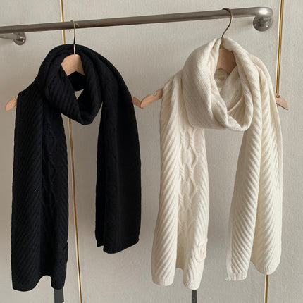 KNIT SCARF 200 CM IN WHITE CASHMERE 392882