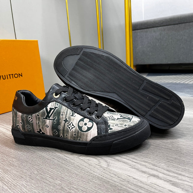 LV TRAINER SNEAKER BLACK CALFSKIN AND FABRIC