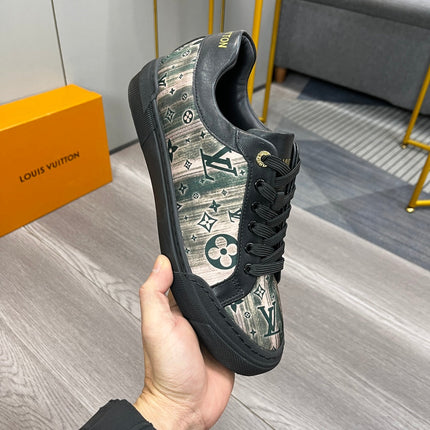 LV TRAINER SNEAKER BLACK CALFSKIN AND FABRIC