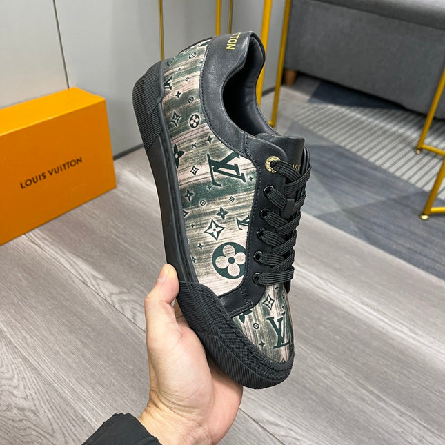 LV TRAINER SNEAKER BLACK CALFSKIN AND FABRIC