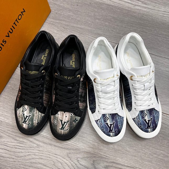 LV TRAINER SNEAKER BLACK CALFSKIN AND FABRIC
