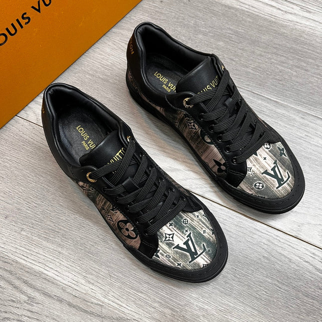 LV TRAINER SNEAKER BLACK CALFSKIN AND FABRIC