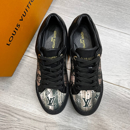 LV TRAINER SNEAKER BLACK CALFSKIN AND FABRIC