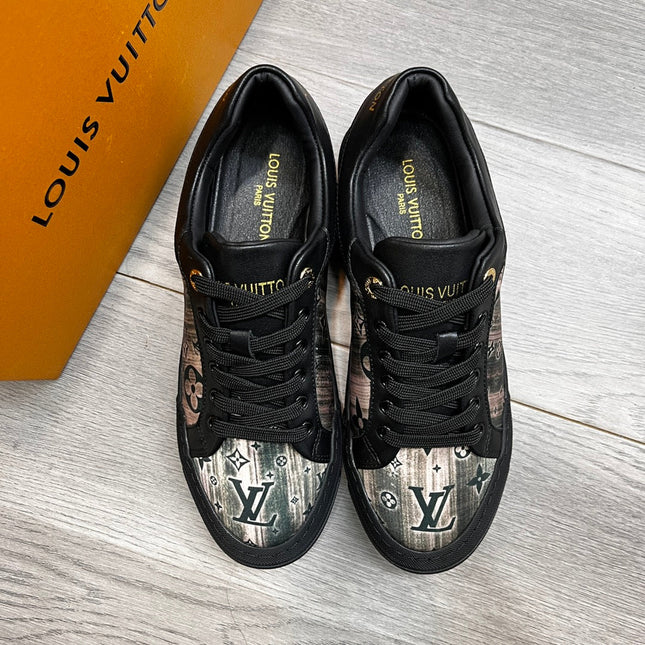 LV TRAINER SNEAKER BLACK CALFSKIN AND FABRIC