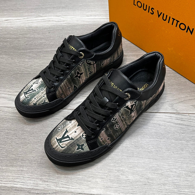 LV TRAINER SNEAKER BLACK CALFSKIN AND FABRIC