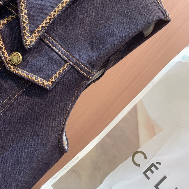LOEWE SLEEVELESS TOP & DENIM SHORTS SET STYLE 71