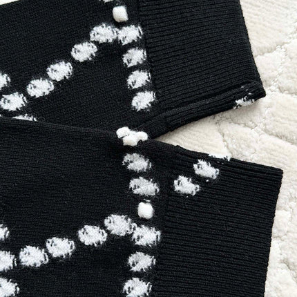 Chanel 25P Cardigan Black Mix White Cashmere 237301
