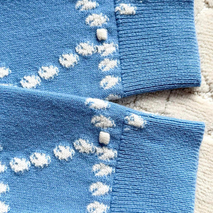 Chanel 25P Cardigan Light Blue Mix White Cashmere 237300
