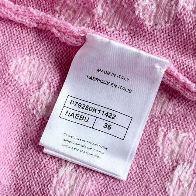 Chanel 25P Cardigan Pink Mix White Cashmere 237302