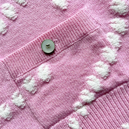 Chanel 25P Cardigan Pink Mix White Cashmere 237302