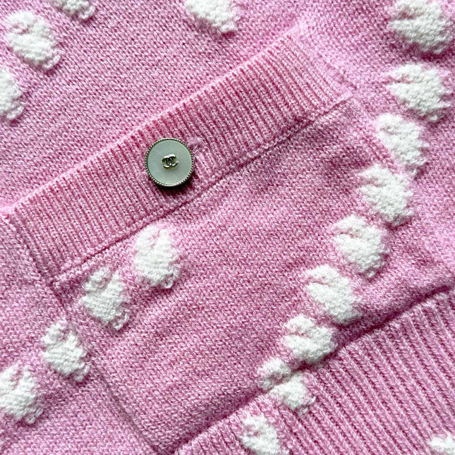 Chanel 25P Cardigan Pink Mix White Cashmere 237302