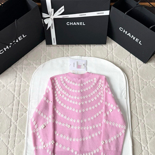 Chanel 25P Cardigan Pink Mix White Cashmere 237302