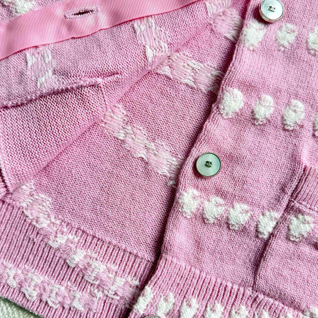 Chanel 25P Cardigan Pink Mix White Cashmere 237302