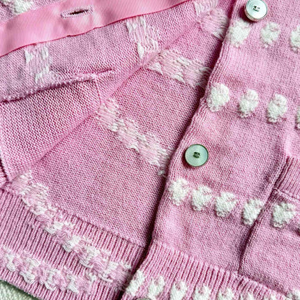 Chanel 25P Cardigan Pink Mix White Cashmere 237302