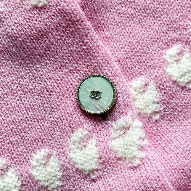 Chanel 25P Cardigan Pink Mix White Cashmere 237302