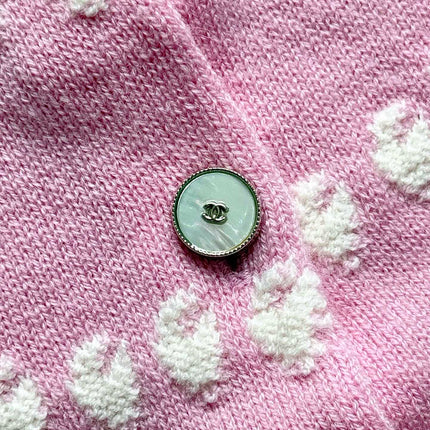 Chanel 25P Cardigan Pink Mix White Cashmere 237302