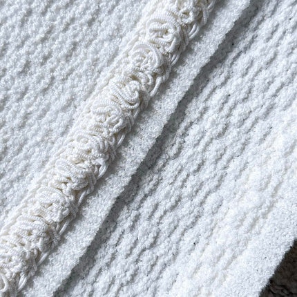 Chanel 25P Long-Sleeve Top White Tweed Pearl Buttons 237299