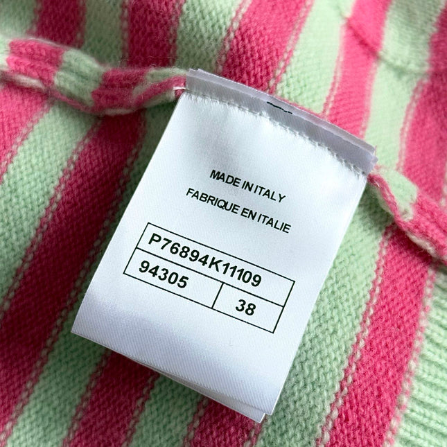 Chanel 25P Cardigan Pink Mix Green Cashmere 237319
