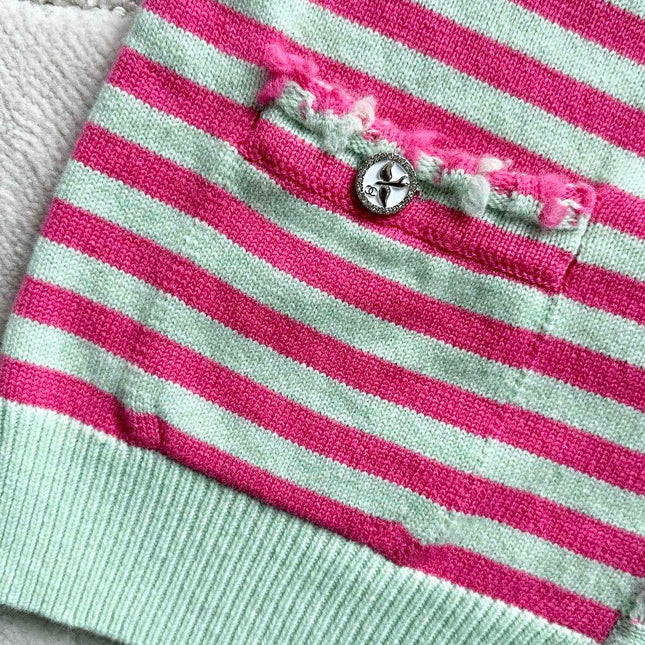 Chanel 25P Cardigan Pink Mix Green Cashmere 237319