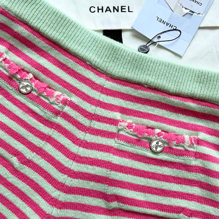 Chanel 25P Shorts Pink Mix Green Cashmere 237317