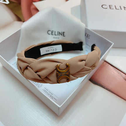 CAMEL BEIGE FABRIC HAIRBAND WITH GOLD LOGO 124700