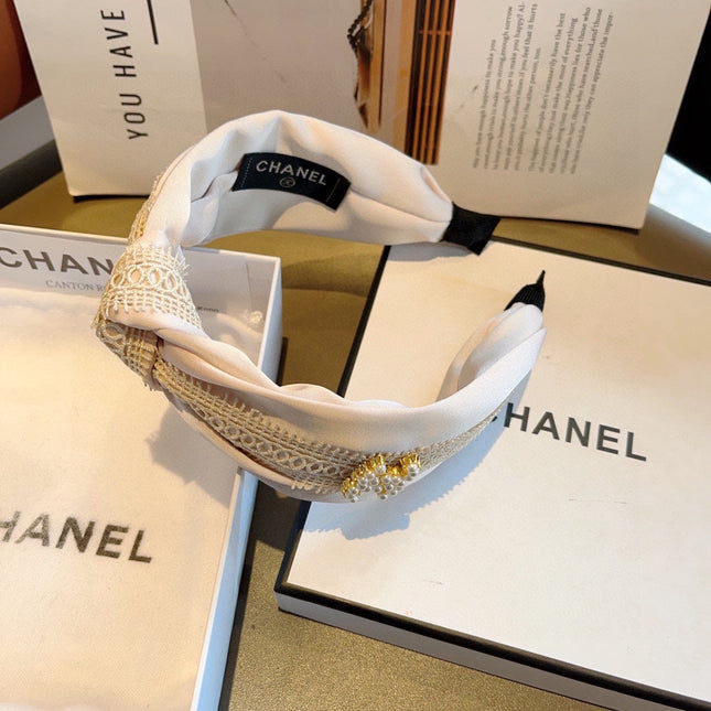 WHITE FABRIC AND SILK HAIRBAND 409391