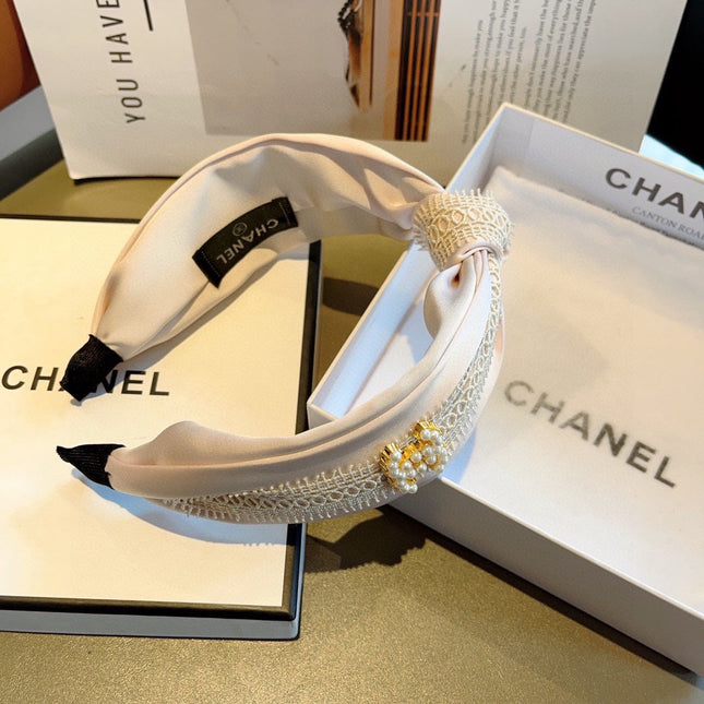 WHITE FABRIC AND SILK HAIRBAND 409391