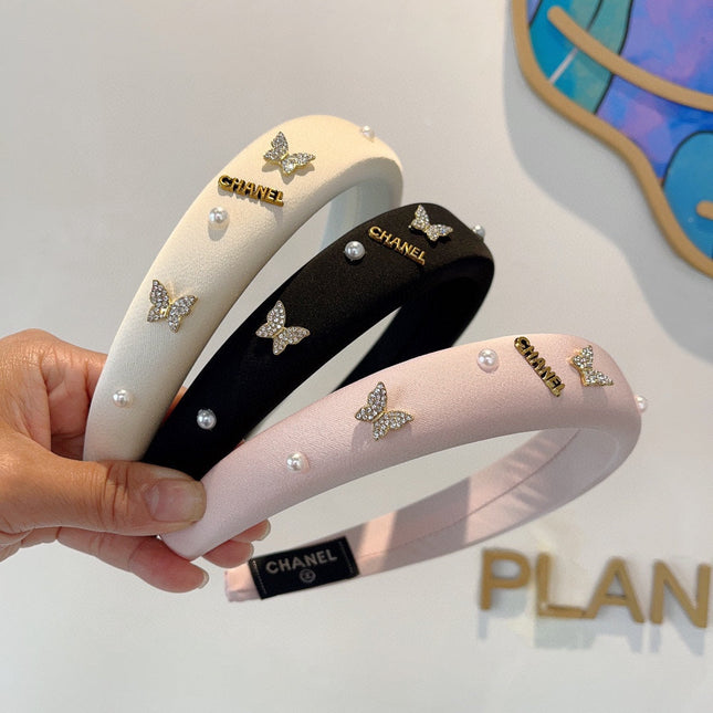 BLACK FABRIC HAIRBAND WITH CRYSTAL 414405