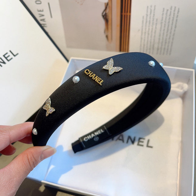 BLACK FABRIC HAIRBAND WITH CRYSTAL 414405