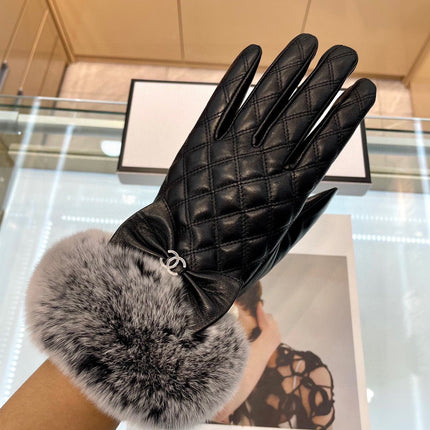 GLOVES IN BLACK LAMBSKIN WITH RABBIT FUR 463833
