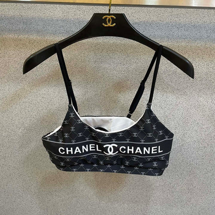 CC BIKINI SWIMSUIT SET IN BLACK AND WHITE LOGO PRINTED 581298