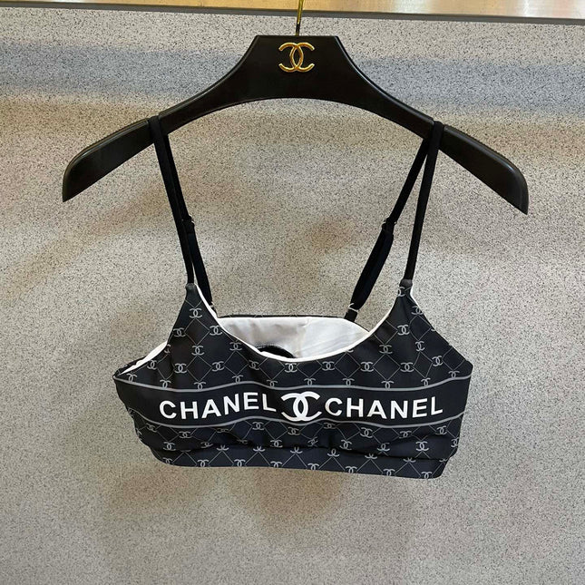 CC BIKINI SWIMSUIT SET IN BLACK AND WHITE LOGO PRINTED 581298