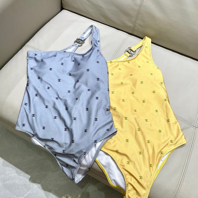 CC BIKINI SWIMSUIT SET IN YELLOW AND GREEN LOGO 593033